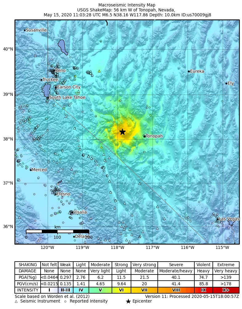 Featured image for “Magnitude 6.5 earthquake shakes western Nevada”